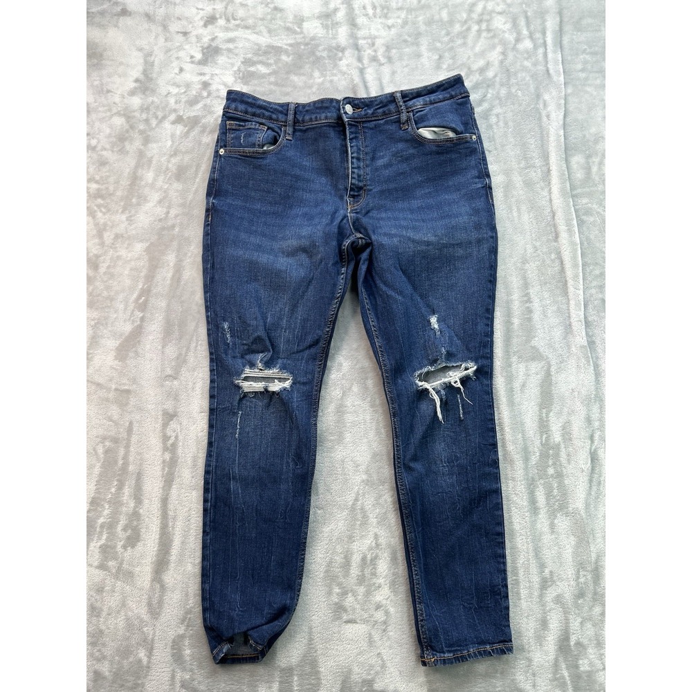 Old Navy Jeans Womens Sz 14 Short Blue Rockstar Mid Rise Super Skinny Stretch